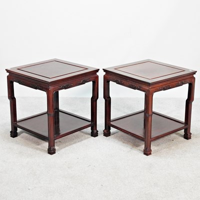 Lot 527 - A pair of modern Chinese carved hardwood...