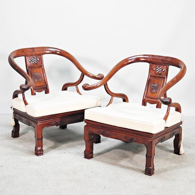 Lot 13 - A pair of Chinese carved hardwood open...