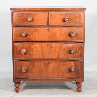 Lot 204 - A Victorian mahogany bow front chest of...