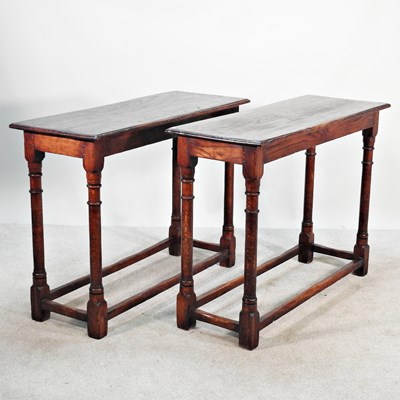 Lot 735 - A pair of oak side tables, of 18th century...