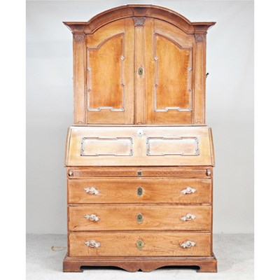 Lot 288 - A large 18th century Danish oak bureau cabinet,...