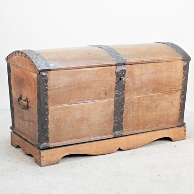 Lot 355 - A 19th century Danish oak and iron bound dowry...