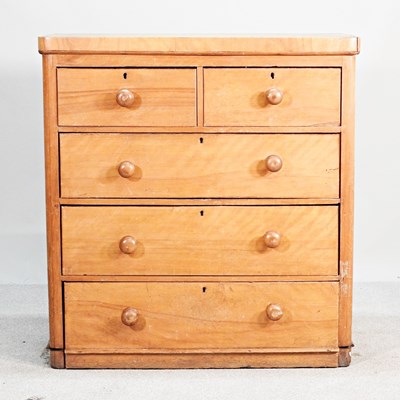 Lot 203 - A Victorian satin walnut chest, of two short...
