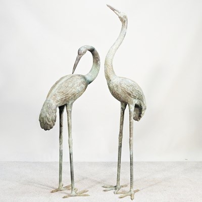 Lot 42 - A pair of large patinated cast metal garden...
