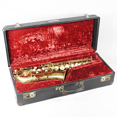 Lot 36 - A French Dolnet saxophone, 60cm long, cased