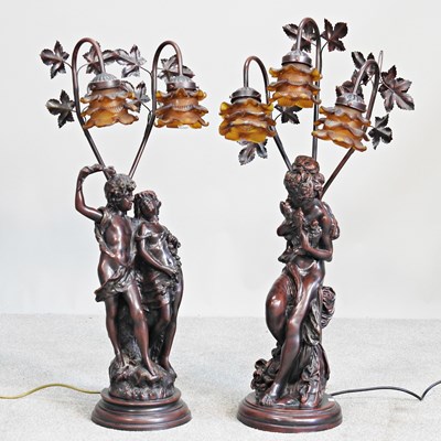 Lot 597 - A pair of large continental style bronzed...