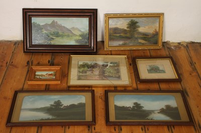 Lot 417 - A collection of seven paintings and prints,...