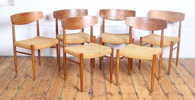Lot 294 - A set of six Danish A M Mobler 501 teak dining...