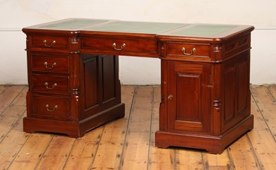 Lot 429 - A mahogany pedestal desk, 20th century, having...
