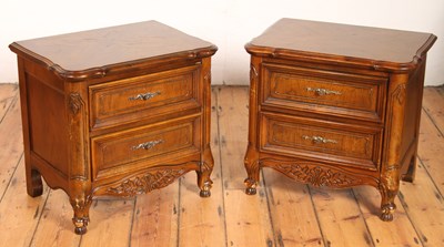 Lot 456 - A pair of French style oak bedside chests