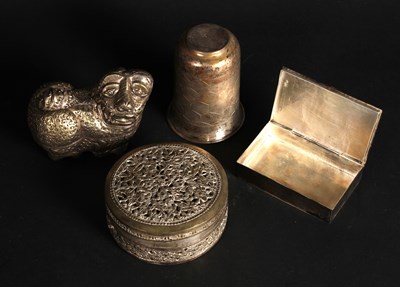 Lot 60 - Four pieces of Indian silver, to include a box...
