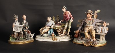 Lot 744 - Three Capodimonte Naples pottery figure groups