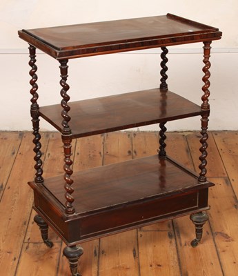 Lot 637 - A Victorian rosewood buffet, on barley twist...