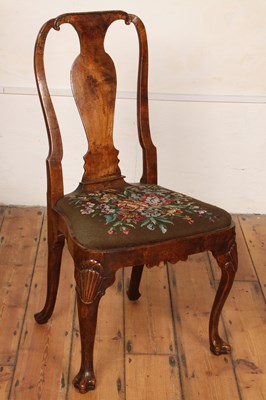 Lot 455 - A Queen Anne style walnut single dining chair