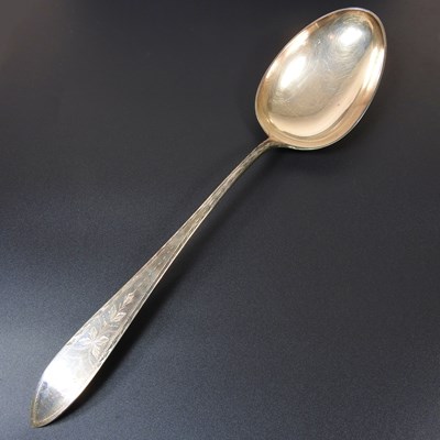 Lot 63 - A large Danish metalwares basting spoon, with...