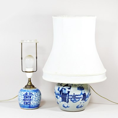 Lot 508 - A Chinese blue and white porcelain table lamp...