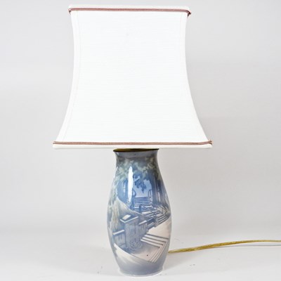 Lot 85 - A Royal Copenhagen porcelain table lamp,...