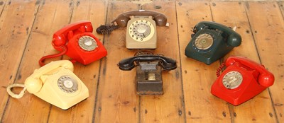 Lot 651 - A collection of six vintage bakelite rotary...