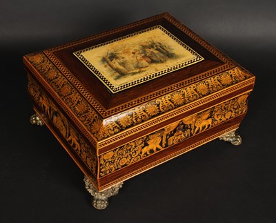 Lot 192 - A Regency rosewood work box, the hinged...