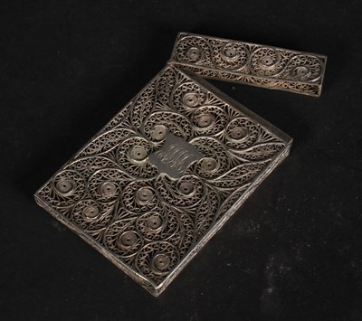 Lot 86 - A 19th century silver filigree card case, with...