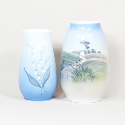 Lot 83 - A Royal Copenhagen porcelain vase, painted...
