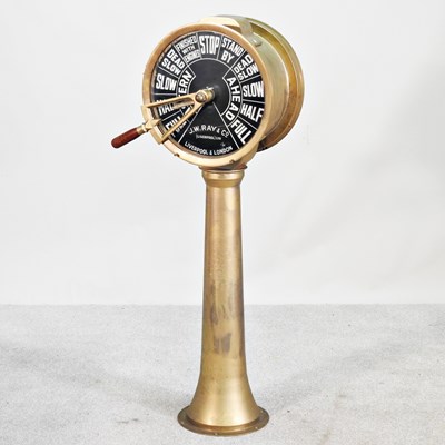 Lot 205 - A large brass ship's bridge telegraph, the...
