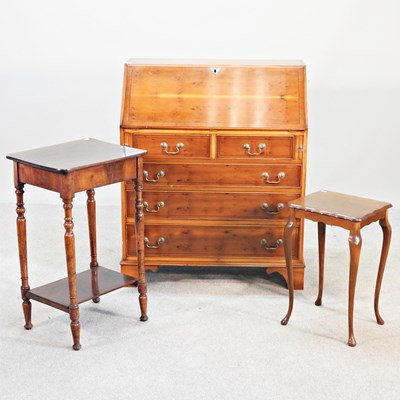 Lot 345 - A reproduction yew wood bureau, by Bevan...