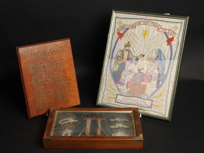 Lot 810 - A silkwork of the nativity scene, by Barbara...