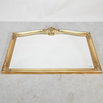 Lot 317 - A large modern gilt framed overmantel mirror,...