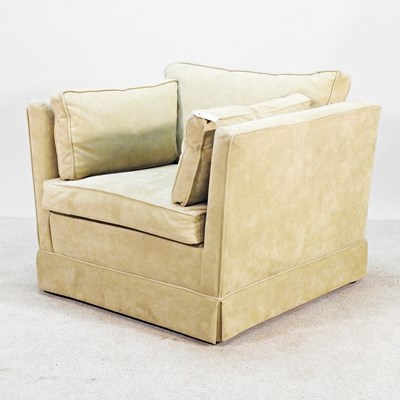 Lot 144 - A modern suede upholstered armchair, 91cm wide