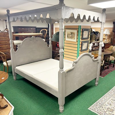 Lot 331 - A modern grey painted four poster bedstead,...