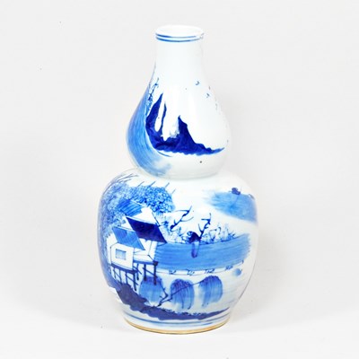 Lot 366 - A Chinese porcelain double gourd blue and...