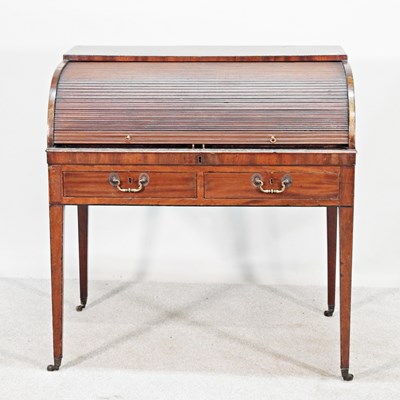 Lot 507 - A George III mahogany tambour top desk, with a...