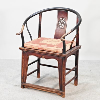 Lot 122 - A Chinese elbow chair, 72cm wide, 20th century,...