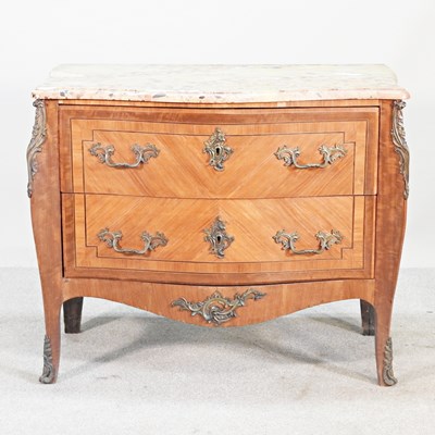 Lot 668 - A Louis XV style French kingwood bombe commode,...
