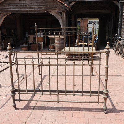 Lot 95 - A Victorian brass double bedstead