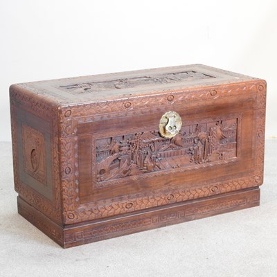 Lot 97 - A Chinese camphorwood blanket box