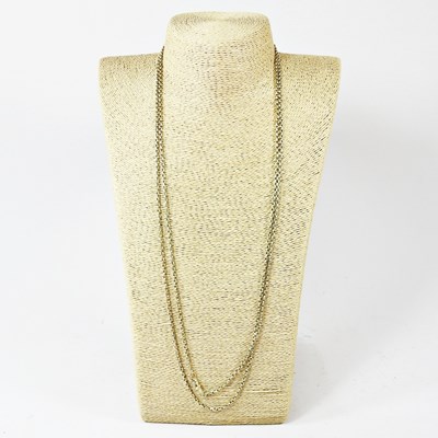 Lot 51 - A gilt longuard chain, with a sprung clasp,...
