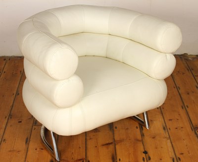 Lot 299 - After Eileen Grey, a white leather and chrome...