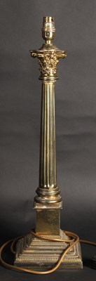 Lot 516 - A brass Corinthian column table lamp