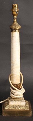 Lot 484 - An alabaster and brass column table lamp