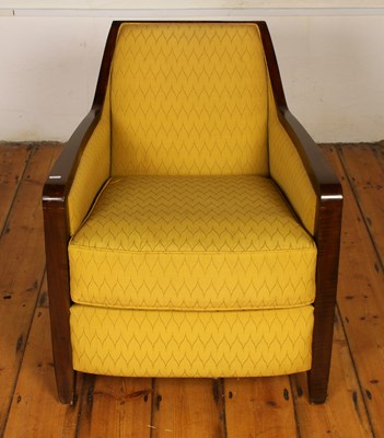 Lot 481 - An Art Deco style yellow upholstered office...
