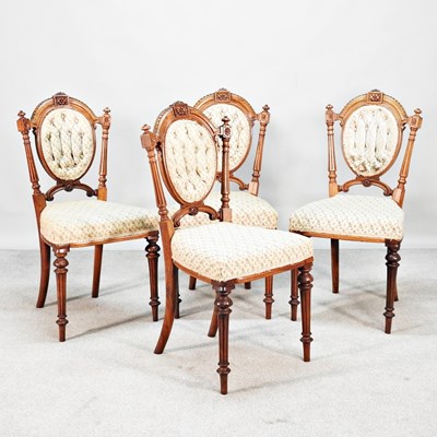 Lot 534 - A set of four Victorian walnut and cream...