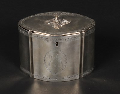 Lot 54 - A George III silver tea caddy, of cartouche...