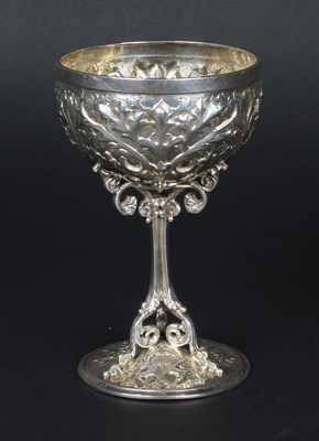 Lot 40 - A fine silver goblet, repousse decorated with...
