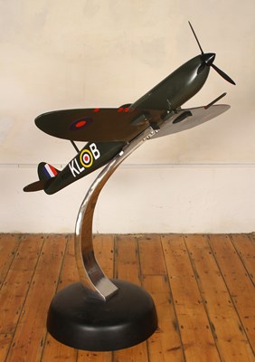 Lot 197 - A large painted metal model of a Spitfire in...
