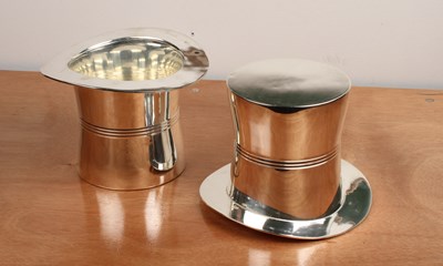 Lot 255 - A pair of plated metal wine coolers, in the...