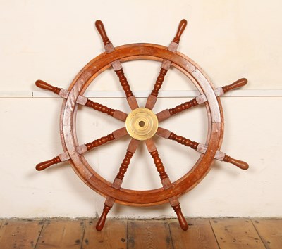 Lot 464 - A wooden ship's wheel, w.92cm