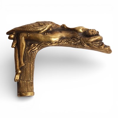 Lot 237 - A gilt parasol handle, in the form of Leda and...