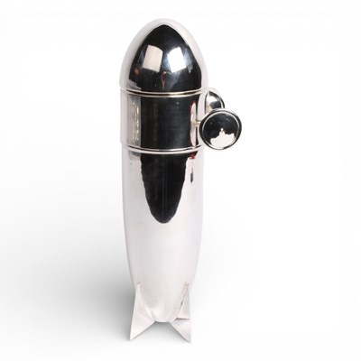 Lot 314 - A plated metal cocktail shaker, in the form of...